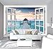Produktbild Fototapeten 3D Fenster Wandbild Ozean Foto Tapete Personalisierte Benutzerdefinierte Tapete Landschaft Raumdekor Schlafzimmer Wohnzimmer Innenarchitektur-450X300Cm,Wandbilder
