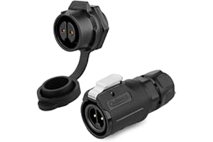 CNLINKO LP-16 Conector impermeable IP68 para cable Conector circular industrial Conector de carcasa PBT Conector de aviación estanco de liberación rápida M16 2-9 Pines Zócalo roscado (2 Pines)