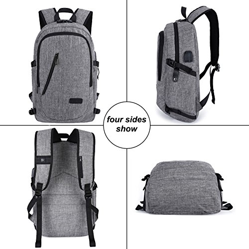 Domila Anti Diebstahl Business Laptop Rucksack mit USB-Ladeanschluss  wasserdichter Reiserucksack f  r M  nner und Frauen  grau 