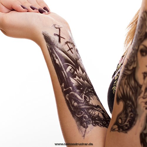 Temporäre Körperkunst entfernbares Tattoo - Uhr, Clock. Zombie, Tod Armtattoo - Temporary Fake Tattoo