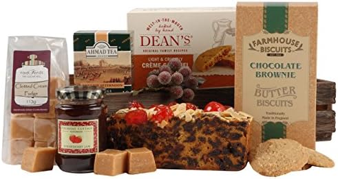 Best Afternoon High Tea Gift Hamper - inc London Tea, Luxury Chocolate Biscuits, Clotted Cream Fudge - a Perfect Teatime Treat in a Basket