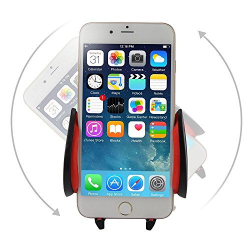 iVoler Support Auto Smartphone in metallo per il fessura di ventilazione con per agganciare, Porta Cellulare Supporto Auto Universale Air Vent Rotazione a 360Â° per iPhone X / 8 / 8 Plus / 7 / 7 Plus / 6(s) / 6(s) Plus / SE / 5s / 5, Samsung Galaxy S9 / S9+ / S8 / S8+ / S7 / S7 Edge / S6 / S5 / J5 / A5, Asus Zenfone 3 / 4, Huawei, Google Nexus, LG, Nokia, Blackberry, Xiaomi, Lenovo, HTC, ecc. (Nero/rosso)