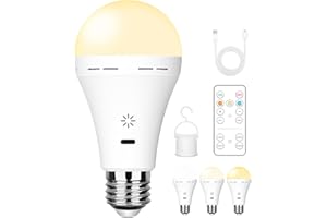 ‎BOBOPAI Żarówka Ładowana USB Ze Zdalnym Sterowaniem, 3-Kolorowe Temperatury, E27 LED Ściemnialna Żarówka Dotykowa 7w Z Funkcją Czasu 2600mah,1 pack