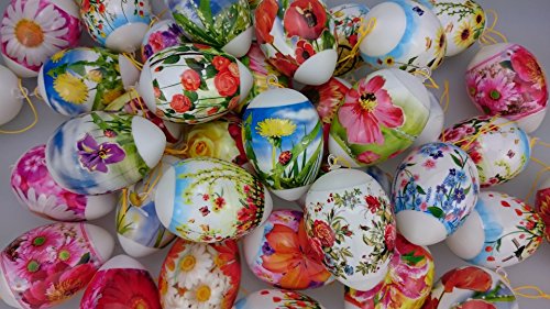24 Bunte Ostereier. mit Folie bezogen. Wetterfest.Kunststoffeier - 3