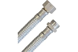 H2O-FLEX Tuyau Blindé 3/8"REMPL. x 3/8"AG, Tuyau flexible DN8 pour Sanitaire mit Approbation de l'eau potable, 15cm-5m - 2,50m / 2.500mm