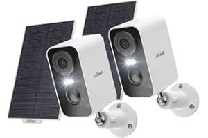 ieGeek 2K Camara Vigilancia WiFi Exterior Solar, 5200mAh Batería Recargable, Camara de Vigilancia sin Cables, Visión Nocturna Color, PIR Movimiento Detección, Audio de 2 Vias, Compatible Alexa(2 pcs)