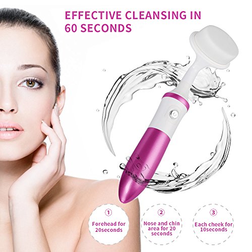 Facial Cleansing Brush,KINGDOMCARES Electric Waterproof Facial Brush 2-in-1 Sonic Skin Cleansing System Face body Cleansers Exfoliators and Makeup Remover Facial Microdermabrasion Appliances Set with 3-Head Kit Rose