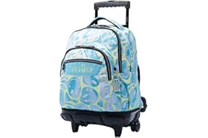 TOTTO - Mochila Escolar con Ruedas, Modelo Renglones, Capacidad 26,21 Litros, Bolsillo para PC 14" y Bolsillo para Botella, Correas en S para Mayor Comodidad, Resistente, Estampado Happy Flow