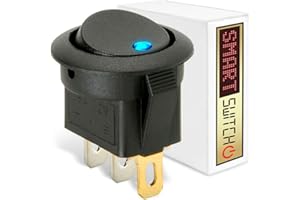SmartSwitch™ Blue Illuminated On/Off Round Rocker Switch – 12V SPST – Car Van Dash…