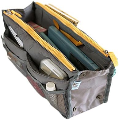 Portable Waterproof 13 Pockets bag in bag Multifunction Cosmetic Handle Pouch Bag Travel Organizer Storage Package(Grey)