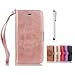 Produktbild MUTOUREN Portemonnaie Handyhülle für Samsung Galaxy A5 (2016) SM-A510F Bookstyle Gürtelhändytasche Brieftasche PU Leder Wallet Case Cover Schutzhülle Hülle Etui mit Standfunktion Magnetverschluß Card Slots Kratzfeste Anti-scratch Premium Ledertasche Gepresste Blumen Indische Sonne Mandala Rosegold + Bleistift Touch Pen