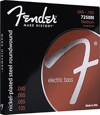 Fender 7250M Jeu de cordes pour Basse électrique Rouge