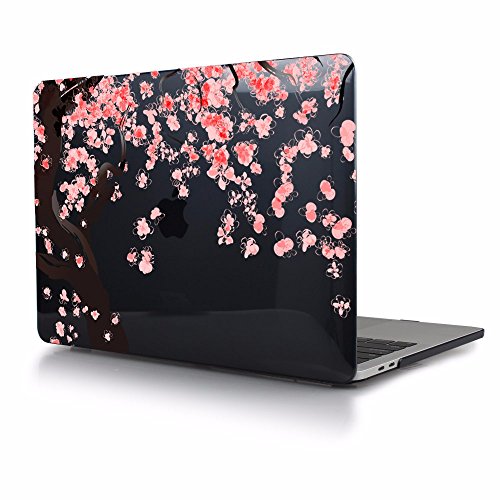TwoL Kirschblüten Plastik Hartschale Hülle für MacBook Pro 15 2016 2017 (A1707),Schwarz