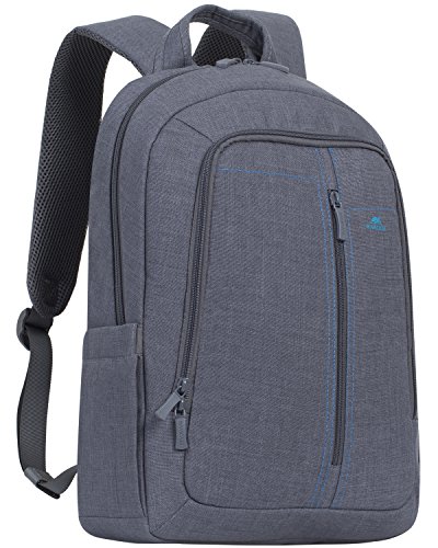 RIVACASE Notebook Rucksack bis 15 6        Stilvolle Tasche aus wasserabweisenden Material und extra verst  rkten Seiten - Grau