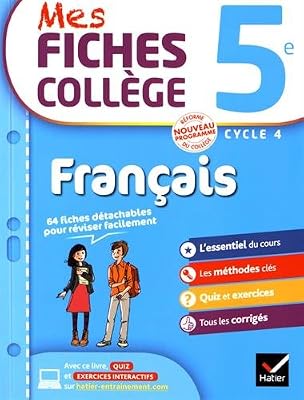 Hatier Mes Fiches Collège Français 5e - Nouveau programme 2016