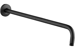 Katezon Duscharm Mit Flansch, Aus 304 Edelstahl, 60 cm Langer Duschkopfverlängerungsrohrarm, Wandmontiert Für Fest Installierten Badezimmerduschkopf (Mattschwarz)