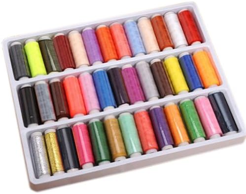 Candoran 39pcs 200 Yard Mixed Colors Polyester Spool Arts Crafts Sewing Thread For Hand Machine Sewing Supplies