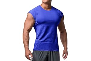 MUSCLE ALIVE Uomo Atletico Magliette Tees Corto Manica Muscolo Taglio per Bodybuilding Allenarsi Formazione Fitness Top Equipaggio Collo Cotone