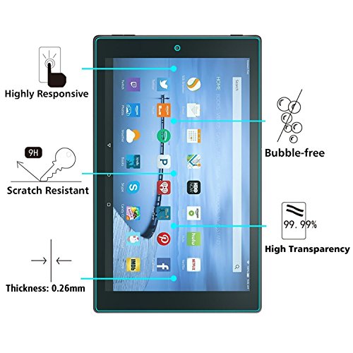 OMOTON Fire HD 10 Displayschutzfolie – panzerfolie für Amazon Fire Tablet mit 9H Härtegrad, Kratzresistent, durchsichtig, keine Bläschen zu anbringen - 2