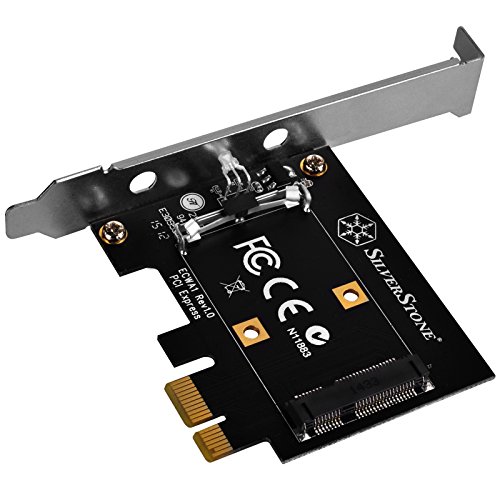 SilverStone SST-ECWA1 – Adapter Karte Mini PCI-E zu PCI-E + 2x Dual Band (2.4GHz 3dBi/5GHz 5dBi) MIMO Antenne mit rundem Magnetfuß, Kabellänge: jeweils 1,50 Meter - 3
