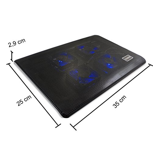 LS Premium Notebook Kühler LS-L112A | Laptop Cooling Pad Ständer| 4x Lüfter / Fan | mit 2 x USB HUB und blauer LED | 10″-15″ Zoll - 6