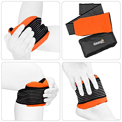 Premium Gel Pack (for Relaxing Warmth or Ice Cold Pain Relief) with Compression Comfort StrapTM by Orange Physio