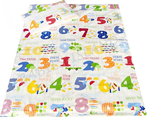 Babies-Island A 2 Piece Bedding Set Pillowcase+Duvet Cover For Baby Toddler To Fit Cot/Cot Bed - NUMBERS (90x120 cm)