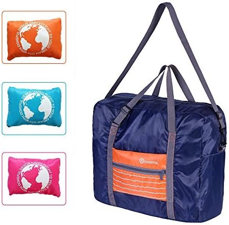 DOKEFUL Foldable Waterproof Carry Storage Bag for Travel Duffel Bag Luggage for women/men (Orange)