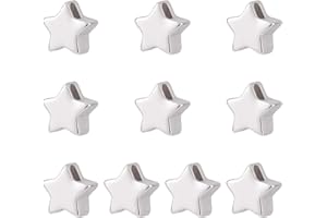 ‎GOMAKERER GOMAKERER Pack of 10 925 Star Beads Made of Sterling Silver, Charm Spacer Beads in Star Shape, Loose Beads for Making Bracelets, Necklaces, Earrings, Jewellery, DIY Crafts