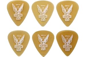 CLAYTON Plektrum Ultem Gold, Standard 351 Form 0,38 mm, transparent gold, 12 Stück