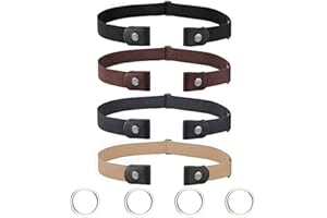 MXKOCO Ceinture Sans Boucle Élastique Invisible - 4 Pièces Unisexe Réglable Pour Jeans, Pantalon, Robe - Dégagement Rapide - No Buckle Belt