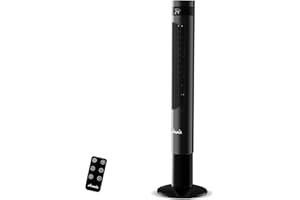 Avamia 26 dB Leiser Turmventilator, 110 cm Luftkühler mit Fernbedienung, 26 ft/s Luftstrom, 3 Geschwindigkeiten & 3 Modi, 85° Oszillation, LED-Display & 12 h Timer für Schlafzimmer, Wohnzimmer & Büro