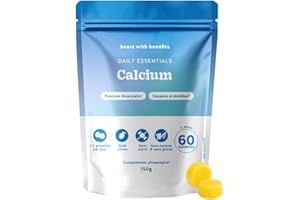 Gummies Calcium 500mg – Daily Essentials – Contribue à une Fonction Musculaire Normale et Maintien d’Os et de Dents Normaux – 60 Unités (2 Mois) – Vegan, Sans Sucre – Bears with Benefits
