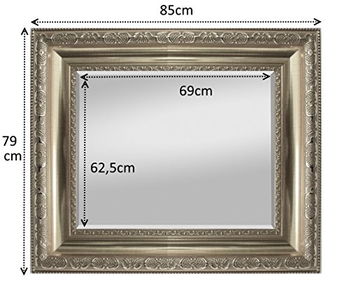 Großer Wandspiegel Silber 85×79 cm Barock mit Facettenschliff Spiegelglas und Verzierungen Badspiegel Ankleidespiegel Garderobenspiegel STAR-LINE® - 3