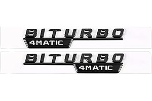 AMCTBD 2 Stück Auto Kotflügel vorne BITURBO 4MATIC Logo Aufkleber, für Mercedes Benz AMG GLA GLC GLE GLS CLS GT ES Klasse Auto Tuning Zubehör