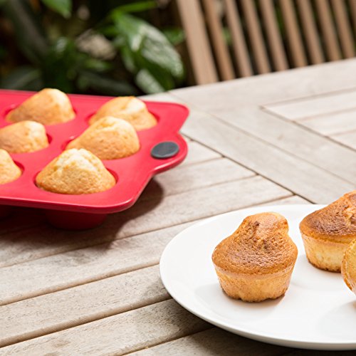 Levivo Silikon Muffin-Backform für 12 Muffins, 36 x 25 cm, Rot - 7