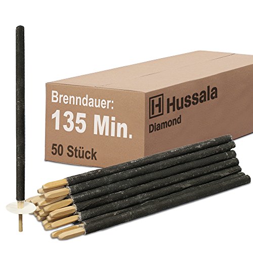 Hussala - Diamond Wachsfackeln Brennzeit 135 min Garten-Fackeln [50 Stück]