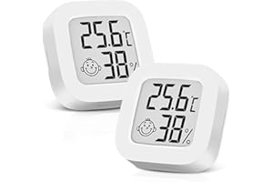 PIXELURE 2PCS Hygromètre Numérique Thermomètre Intérieur Thermometre Frigo Digital, Petit Moniteur Mini Numérique à Haute Précision Capteur Humidité Température Station Meteo Interieur Exterieur Maison/Cave