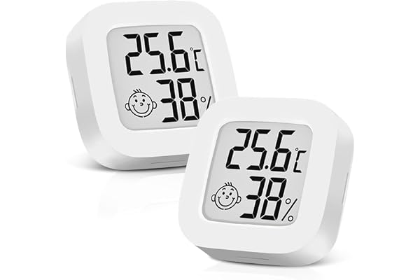 2PCS Hygromètre Numérique Thermomètre Intérieur Thermometre Frigo Digital, Petit Moniteur Mini Numérique à Haute Précision Capteur Humidité Température Station Meteo Interieur Exterieur Maison/Cave