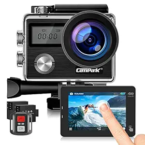 Campark X20C Action Camera Native 4K Ultra HD 20MP with EIS Stabilization Touch Screen Remote Control Waterproof Camera 40M 2 Batteries and Professional Accessories (Camera + 32GB Memory Card)