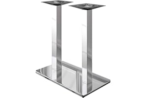 ‎GGMMÖBEL GGMMÖBEL Madrid | Doppel Tischgestell für Stehtisch, Bartisch | Tischbeine | Edelstahl | Tischfüße | Bodenplatte: 40 x 70 cm | Säule: 8 cm | Gesamthöhe: 105 cm