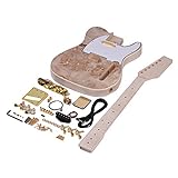Festnight Muslady TL Tele Style Guitare Électrique Non-fini DIY Kit Basswood Corps Burl Surface Érable Bois Cou Touche