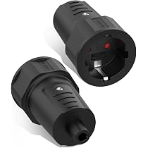 Lot De 6 Prises Mâles Schuko 250V 16A IP44 - Fiches Électriques Noires - Pour Intérieur Et Extérieur