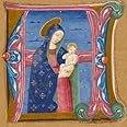 Fitzwilliam Museum Cambridge University - Virgin and Child (Illuminated letter A) - Religious Art Christmas and New Year Cards Embossed with Gold Foil - Pack of 10, Same Design