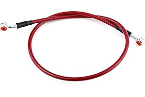 ‎KEENSO Keenso Motorrad Bremsleitung, Universal 45cm/ 90cm Motorrad Bremsschlauch Kraftstoff Schlauch Edelstahl Geflochten Bremsleitung(90cm-Rot)