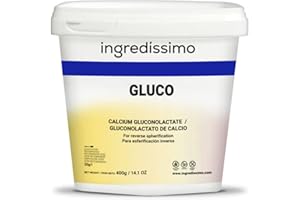 INGREDISSIMO – gluco 400 g – para esferificación inversa – gluconolactato de calcio – vegano – sin gluten – polvo aglomerado blanco – sin sabor – sin olor