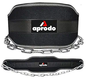 APRODO Sports DIP Belt with Steel Chain 36 INCHES Weighted Chain for DIPS Pull UPS Weight Lifting Crossfit ONE Size FITS All
