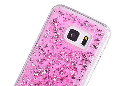 Galaxy S6 Handytasche,Glitzer Hülle für Samsung Galaxy S6,Leeook Hülle TPU Case Schutzhülle Silikon Crystal Kirstall Clear Case Durchsichtig Rosa Glitzer Malerei Muster Transparent Silikon Schutzhülle Hülle Cover Abdeckung Etui TPU Bumper Schale für Samsung Galaxy S6 + 1 x Schwarz Eingabestift-Pink Glitzer - 6