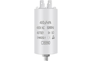 OFFCUP CBB60 Condensador Permanente 40μF, 450V 50/60Hz - Condensador de Arranque para Motores Eléctricos, Adecuado para Bombas, Compresores, Lavadoras, Aires Acondicionados