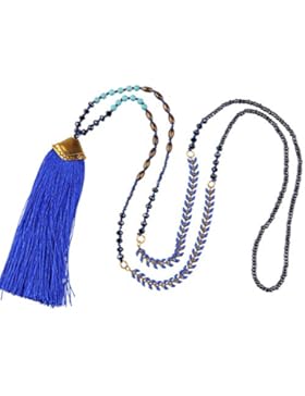 Boho Stil Lange Quaste Anhänger Geschaffen Türkis Kristall Wulstig Kette Halskette Mode Schmuck, 40 Zoll